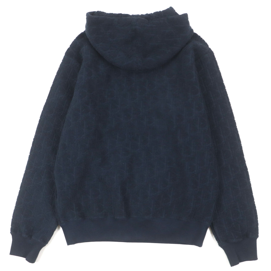 Great DIOR hoodie Oblique pile fleece pullover Navy cotton mens XS 013J605C0607