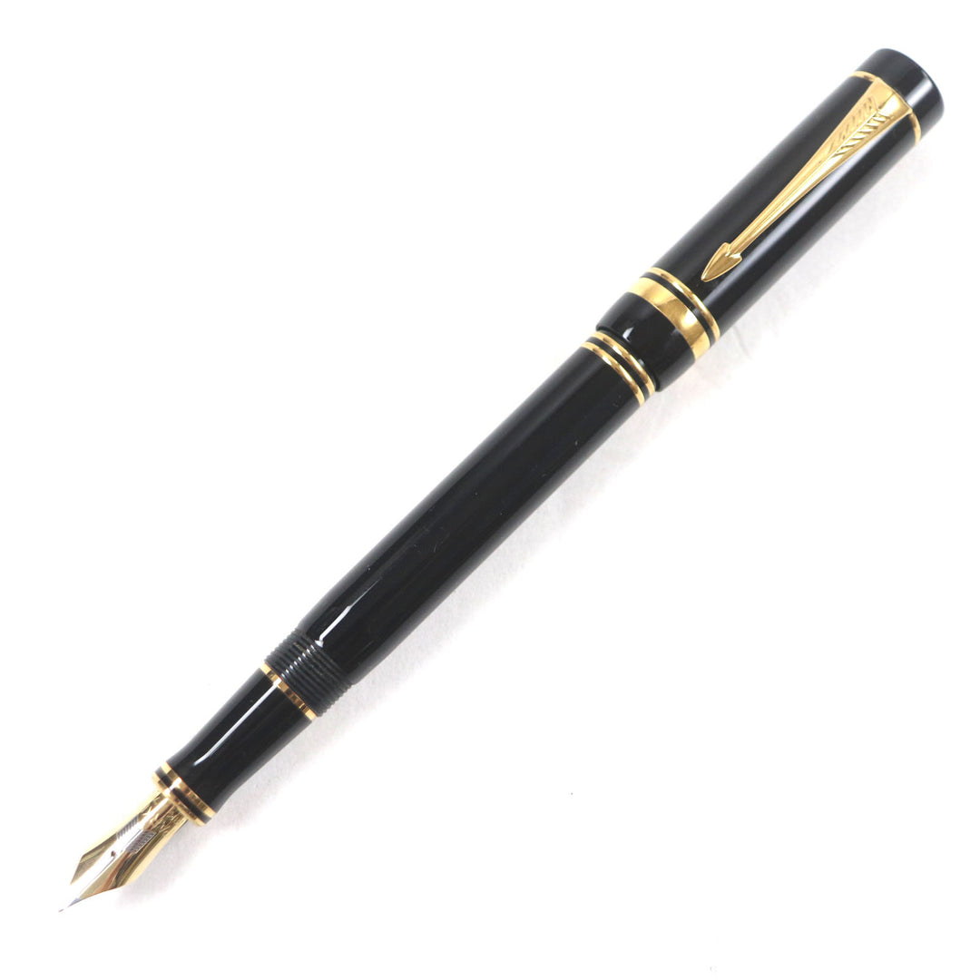 Very Good PARKER fountain pen Duofold Black GT International Early type 18K