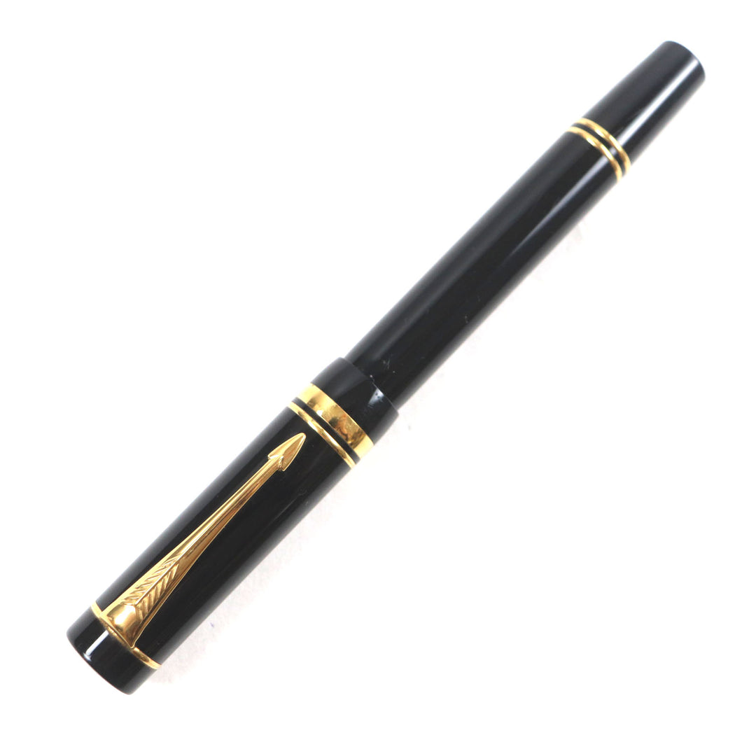 Very Good PARKER fountain pen Duofold Black GT International Early type 18K