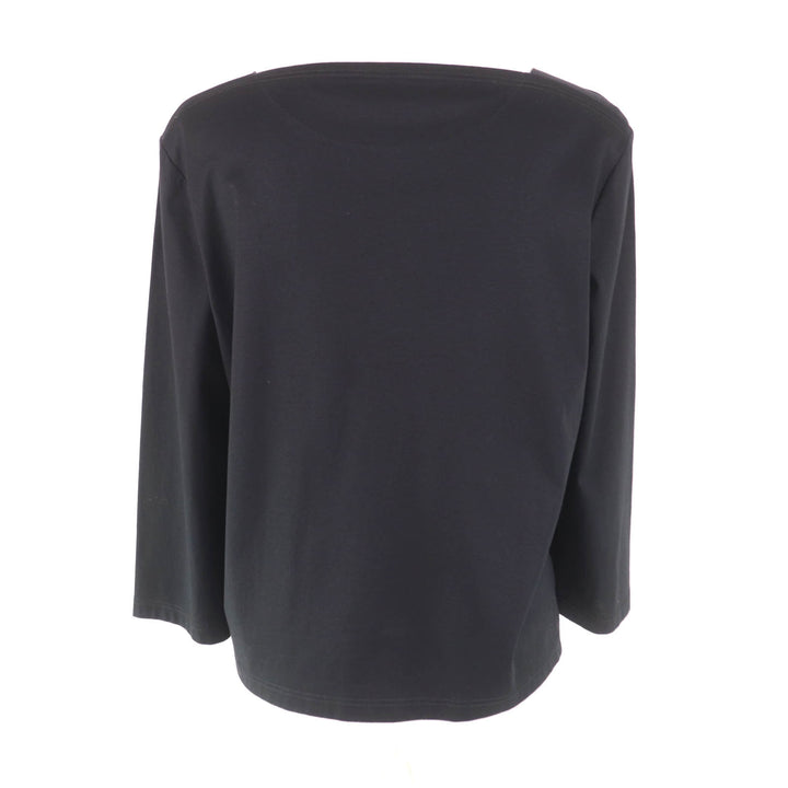 Excellent HERMES T-shirt Pocket embroidery design Boat neck 3/4 sleeves black