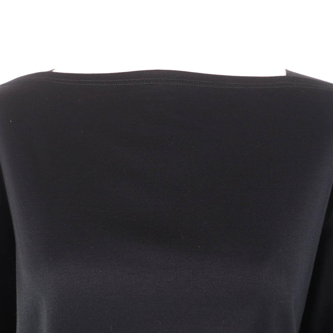 Excellent HERMES T-shirt Pocket embroidery design Boat neck 3/4 sleeves black