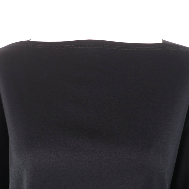 Excellent HERMES T-shirt Pocket embroidery design Boat neck 3/4 sleeves black