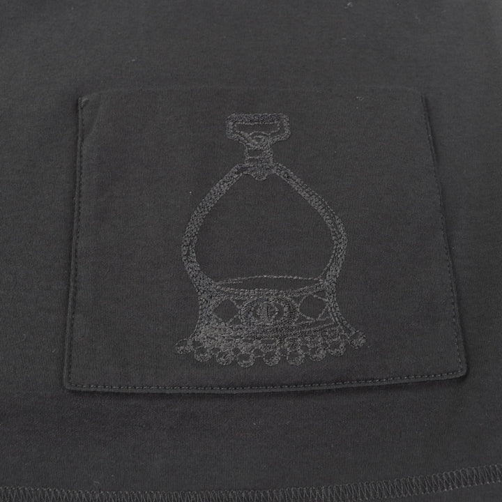 Excellent HERMES T-shirt Pocket embroidery design Boat neck 3/4 sleeves black