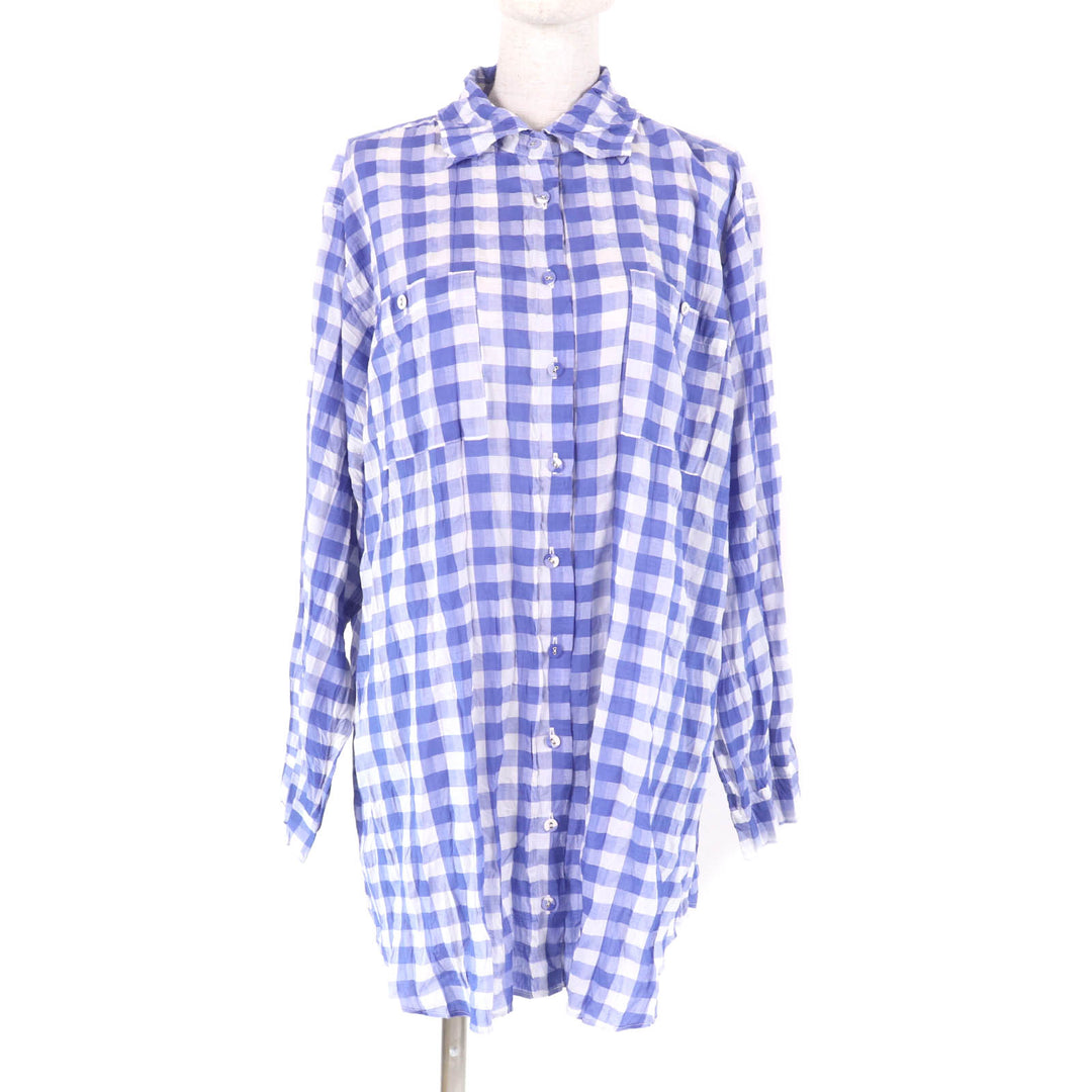 Excellent PLEATS PLEASE Long sleeve shirt Blue white Women 3 PP43-PJ463