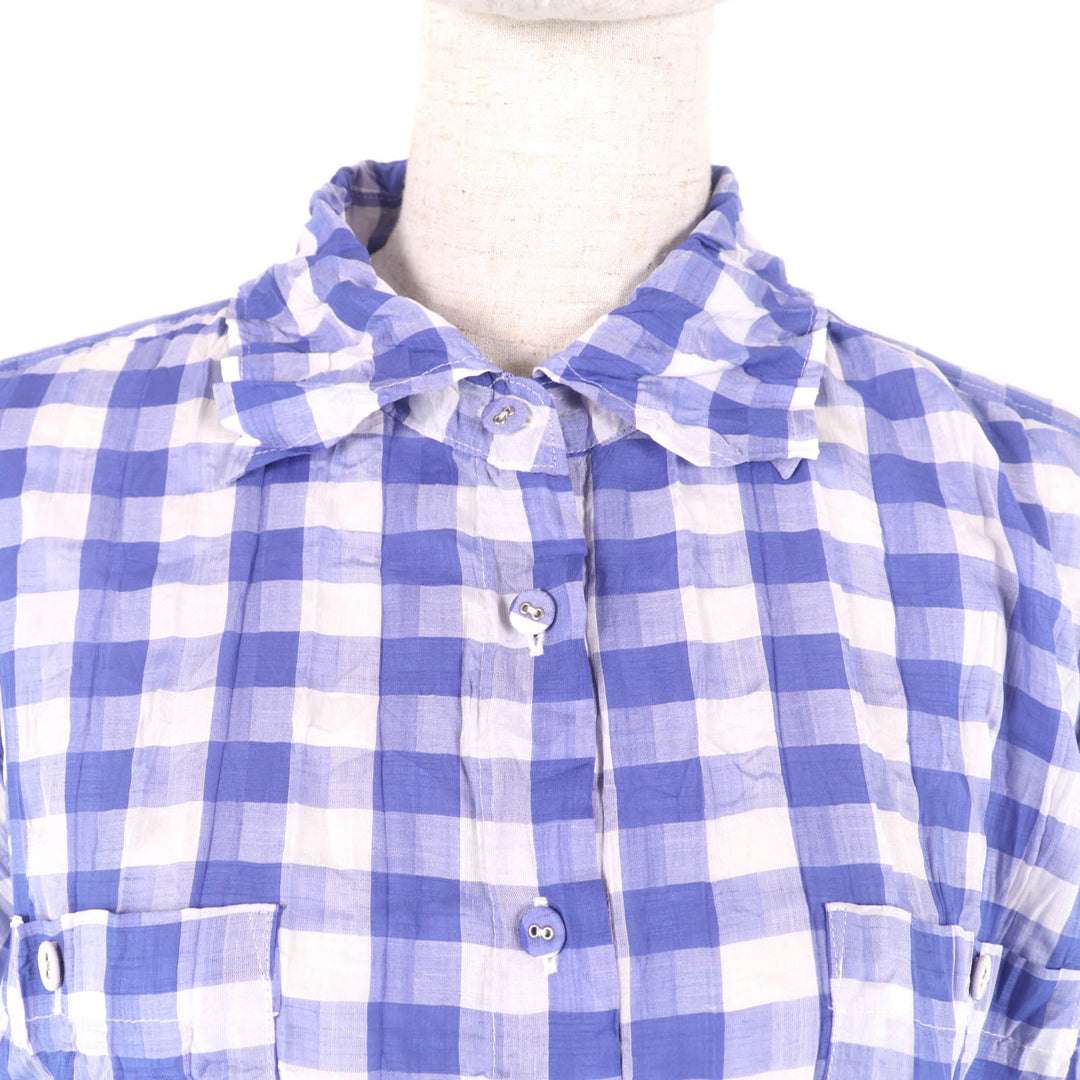 Excellent PLEATS PLEASE Long sleeve shirt Blue white Women 3 PP43-PJ463