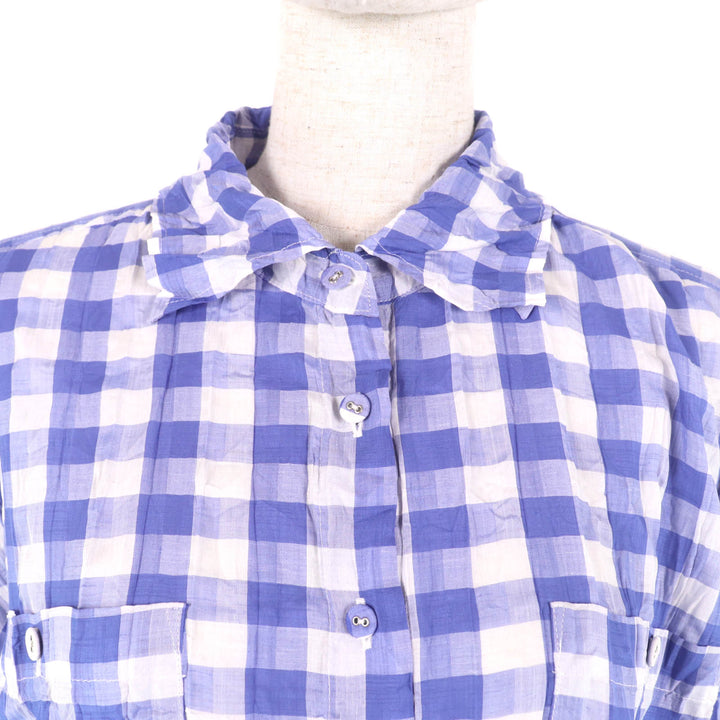 Excellent PLEATS PLEASE Long sleeve shirt Blue white Women 3 PP43-PJ463