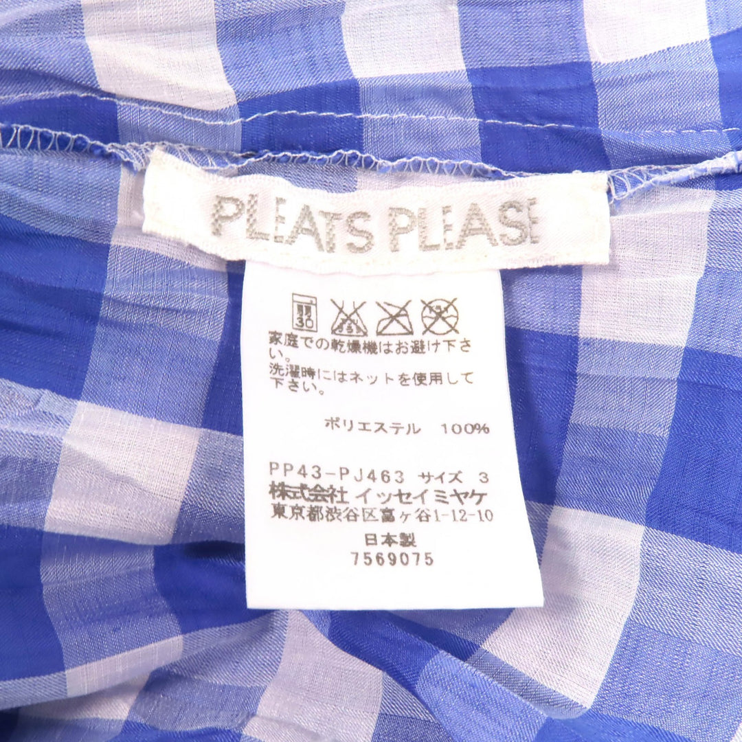 Excellent PLEATS PLEASE Long sleeve shirt Blue white Women 3 PP43-PJ463