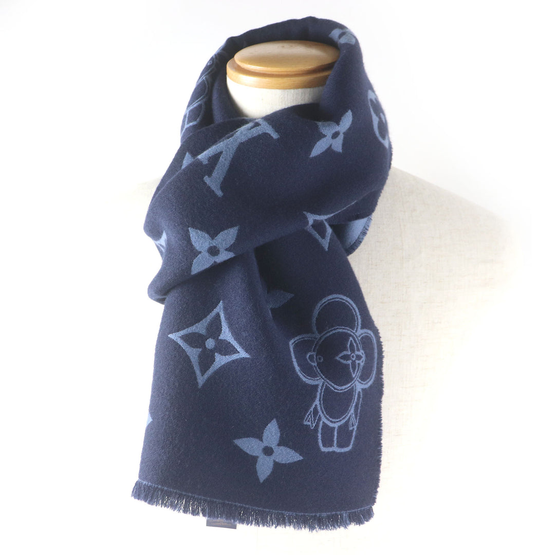 Excellent LOUIS VUITTON Scarf Scarf Monogram Vivienne fringe wool mens M77129