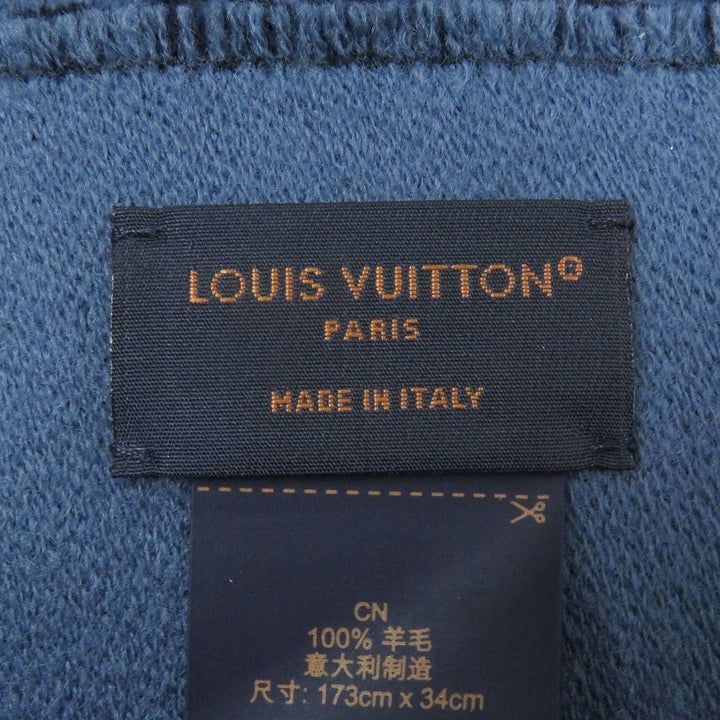 Excellent LOUIS VUITTON Scarf Scarf Monogram Vivienne fringe Navy wool mens M77129
