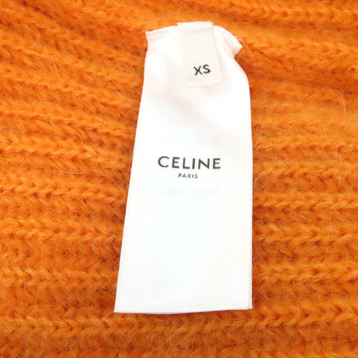 Excellent CELINE cardigan Cropped V-neck Long sleeves Knit Orange mohair XS 2A38T377N