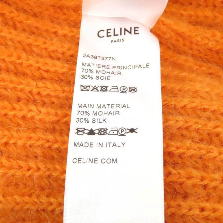 Excellent CELINE cardigan Cropped V-neck Long sleeves Knit Orange mohair XS 2A38T377N