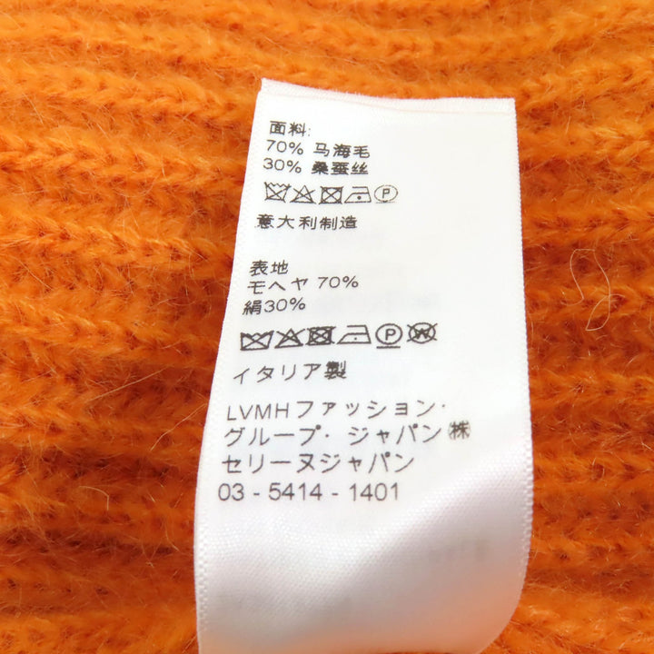 Excellent CELINE cardigan Cropped V-neck Long sleeves Knit Orange mohair XS