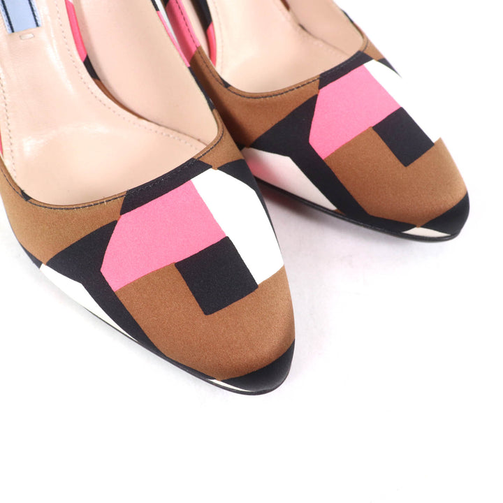 Pristine PRADA pumps All-over print pointed toe stiletto heels Multi silk Women