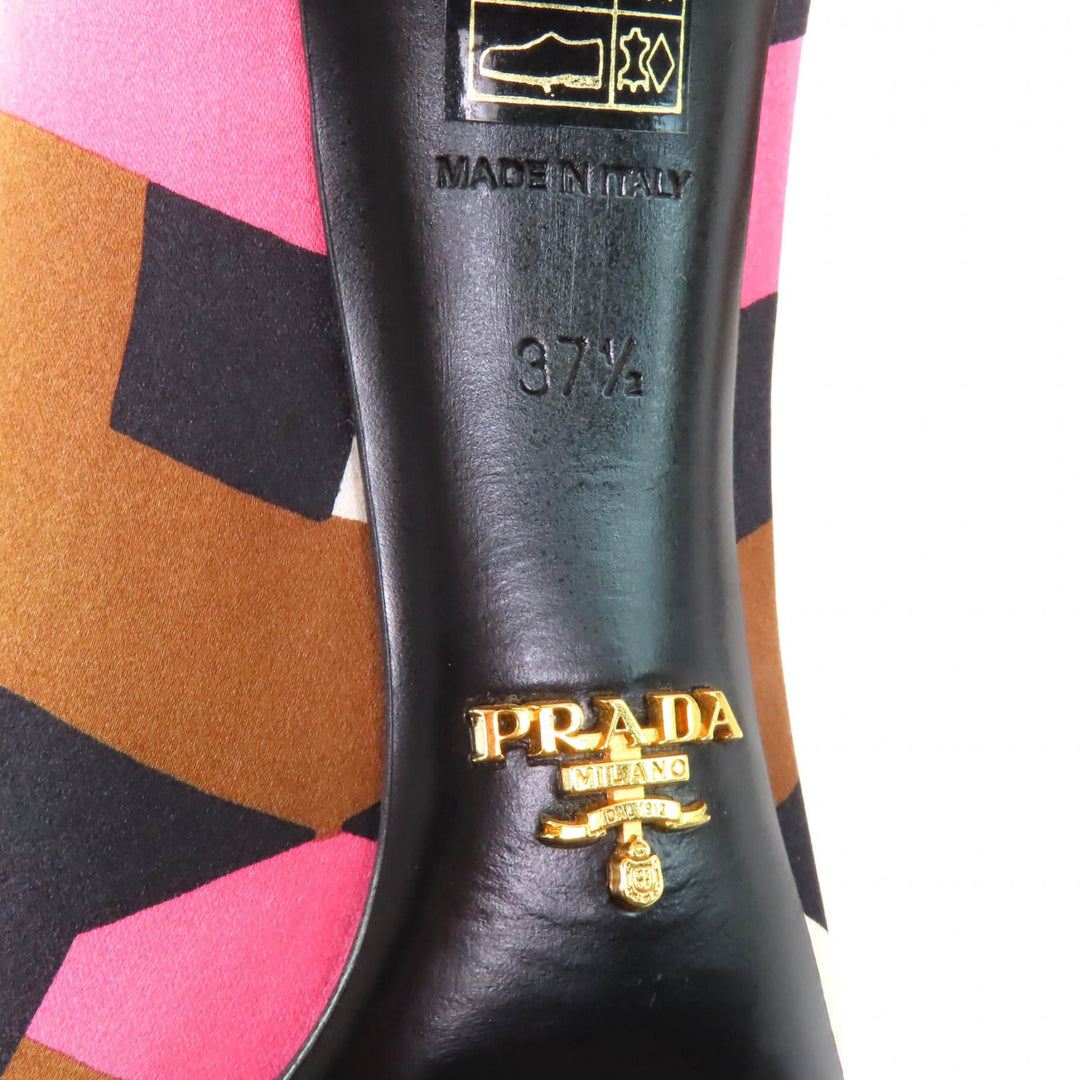 Pristine PRADA pumps All-over print pointed toe stiletto heels Multi silk Women