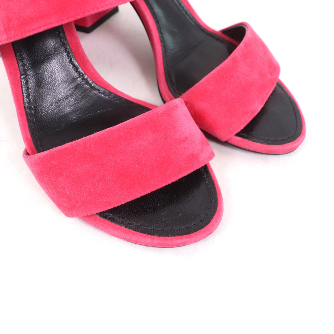 Very Good LOUIS VUITTON Sandals Essential V Backstrap pink Suede leather Women