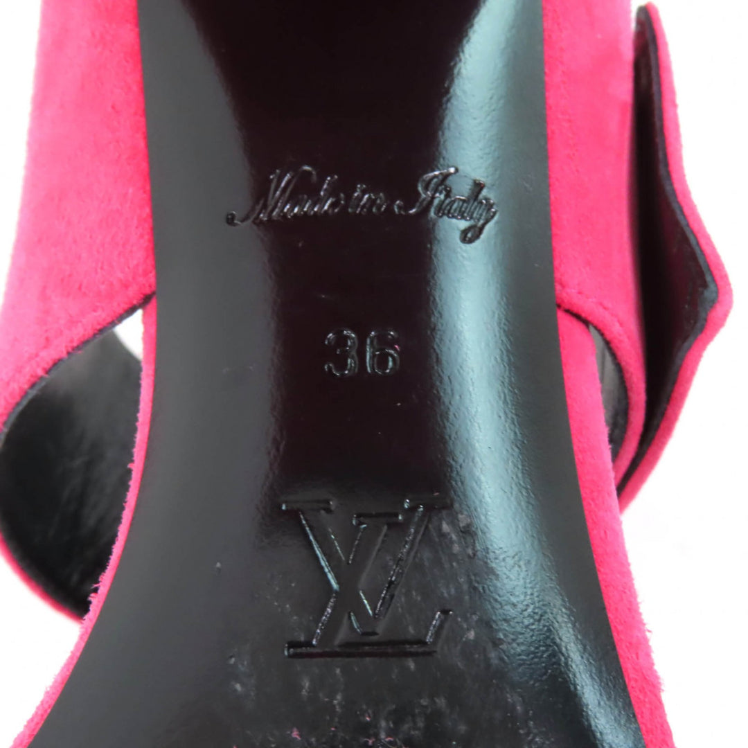 Very Good LOUIS VUITTON Sandals Essential V Backstrap pink Suede leather Women