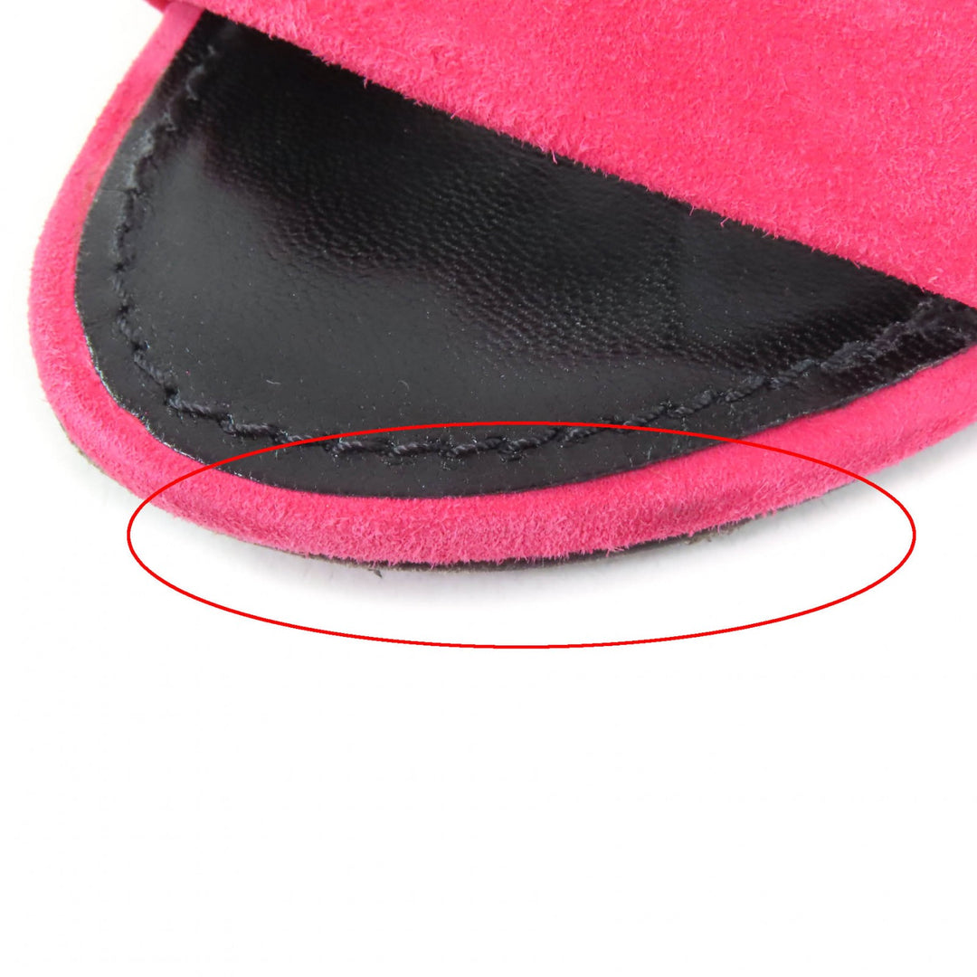 Very Good LOUIS VUITTON Sandals Essential V Backstrap pink Suede leather Women