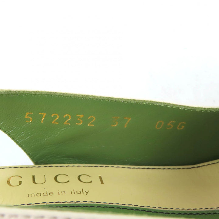 Pristine GUCCI pumps Half Moon GG Backstrap Square Toe Ivory leather Women 37