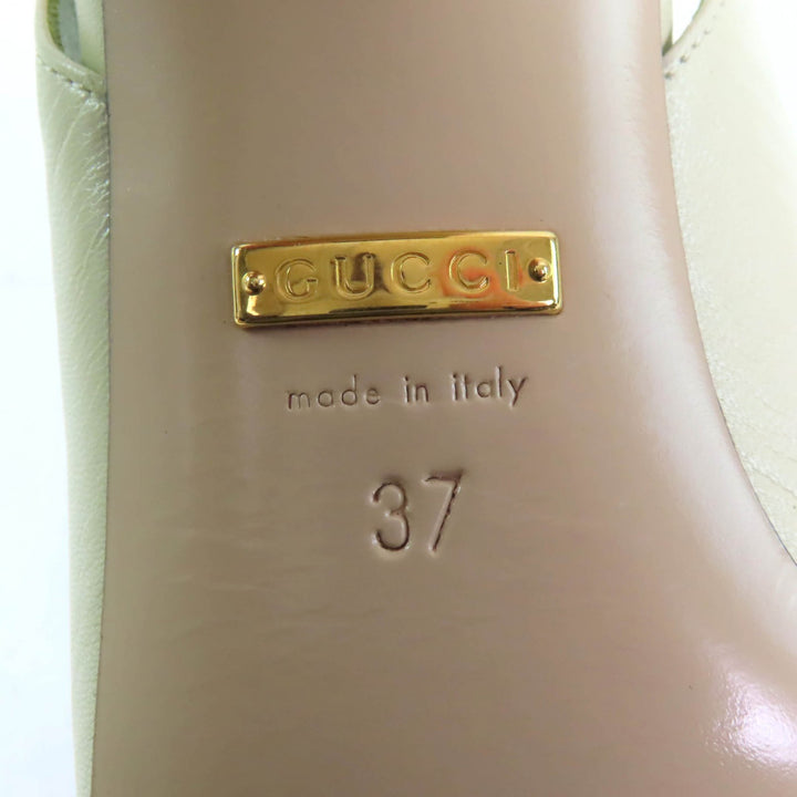 Pristine GUCCI pumps Half Moon GG Backstrap Square Toe Ivory leather Women 37