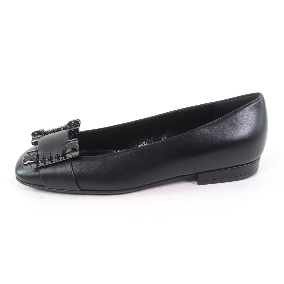 Pristine Sergio Rossi pumps SR PRINCE Jeweled square toe leather black leather 35 A92270