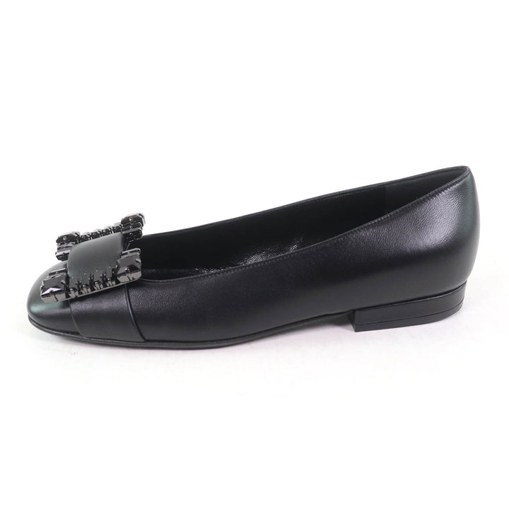 Pristine Sergio Rossi pumps SR PRINCE Jeweled square toe leather black leather 35 A92270