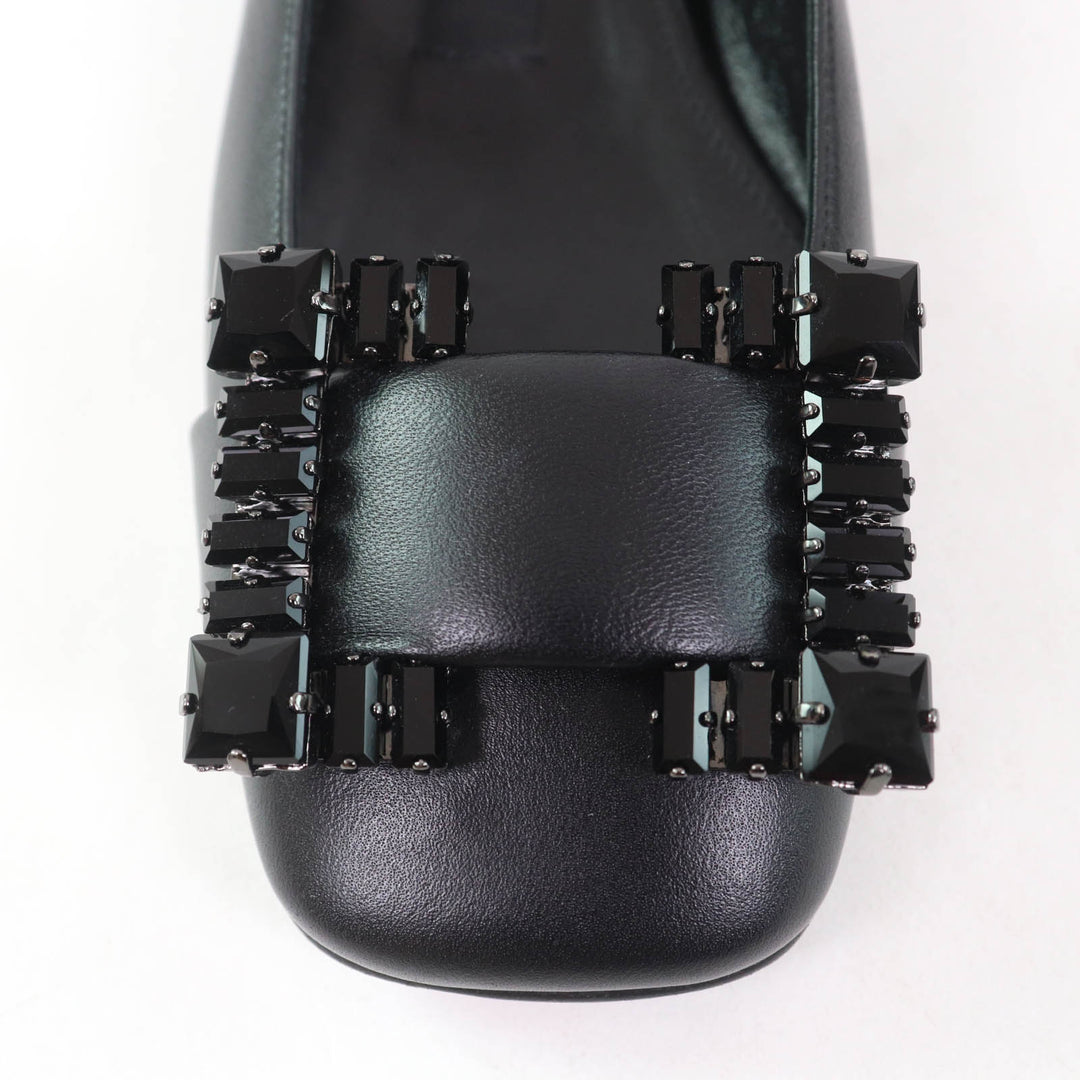 Pristine Sergio Rossi pumps SR PRINCE Jeweled square toe leather black leather 35 A92270