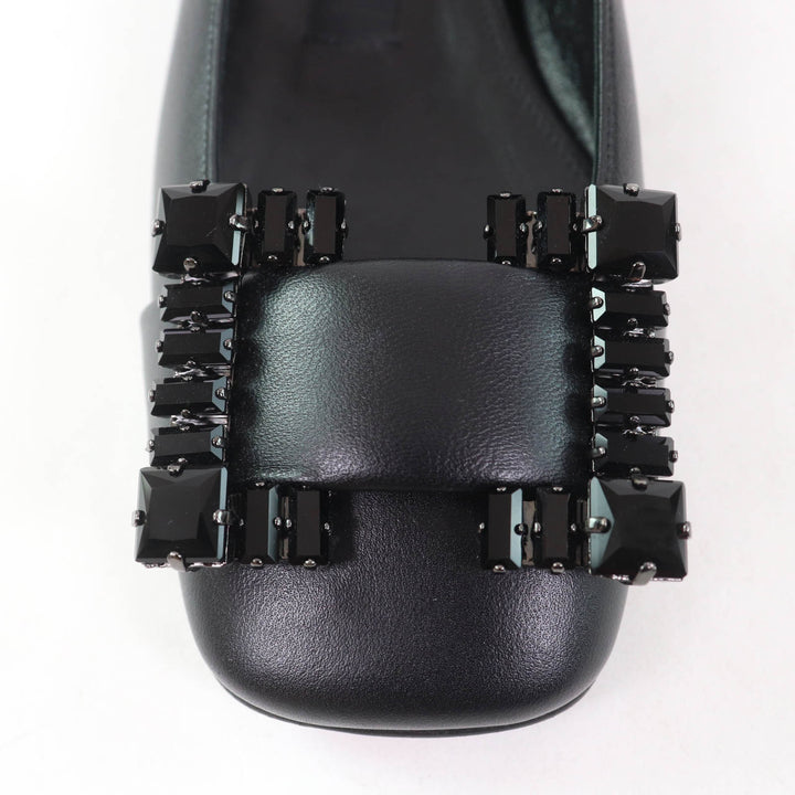Pristine Sergio Rossi pumps SR PRINCE Jeweled square toe leather black leather 35 A92270