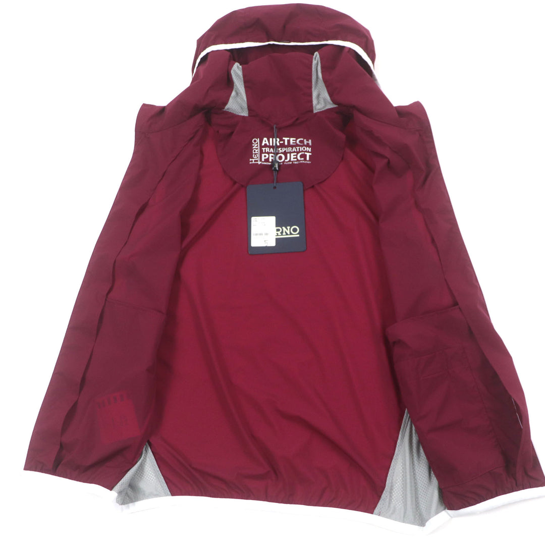 Pristine Herno Best AIR-TECH Hooded Mesh Zip-Up Gilet Red Nylon mens 46 GI0177U