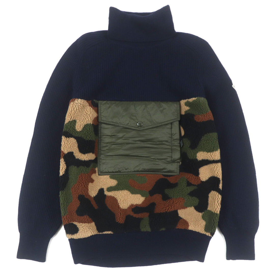 Great MONCLER pullover CICLISTA Camouflage Pattern Turtleneck Knit Navy khaki M