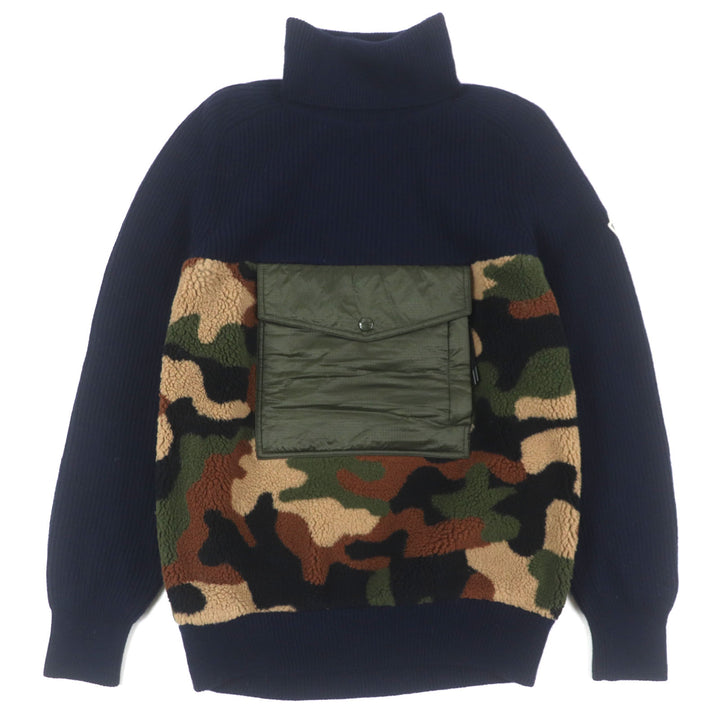 Great MONCLER pullover CICLISTA Camouflage Pattern Turtleneck Knit Navy khaki M