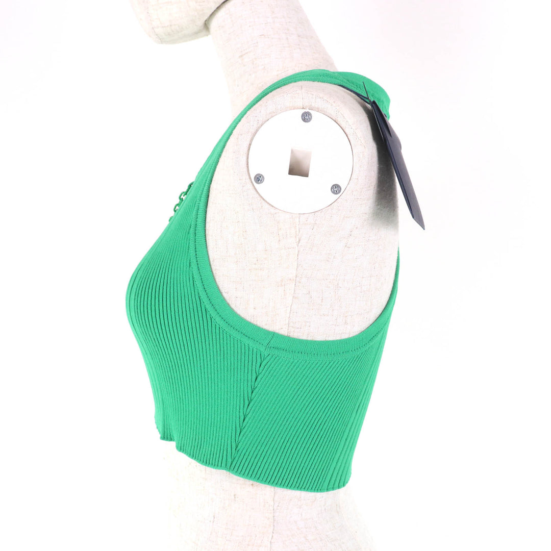 Pristine LOUIS VUITTON Tank top Cropped length Ribbed green Rayon Women XS