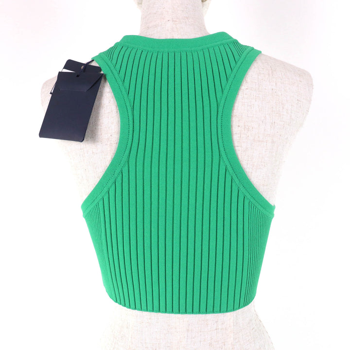 Pristine LOUIS VUITTON Tank top Cropped length Ribbed green Rayon Women XS