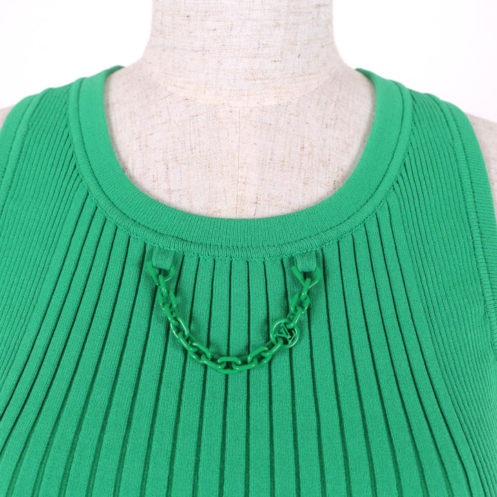 Pristine LOUIS VUITTON Tank top Cropped length Ribbed green Rayon Women XS