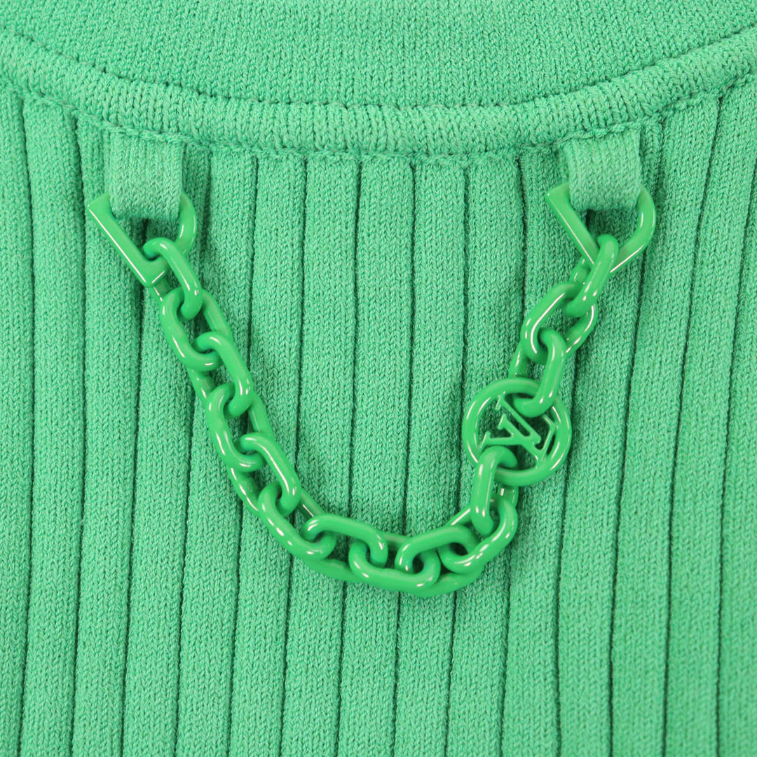 Pristine LOUIS VUITTON Tank top Cropped length Ribbed green Rayon Women XS