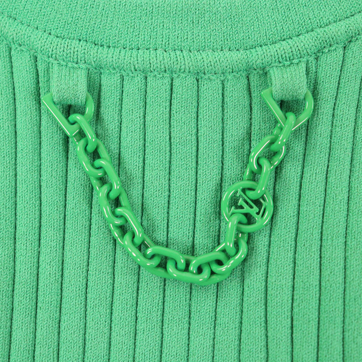 Pristine LOUIS VUITTON Tank top Cropped length Ribbed green Rayon Women XS