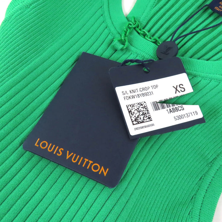 Pristine LOUIS VUITTON Tank top Cropped length Ribbed green Rayon Women XS
