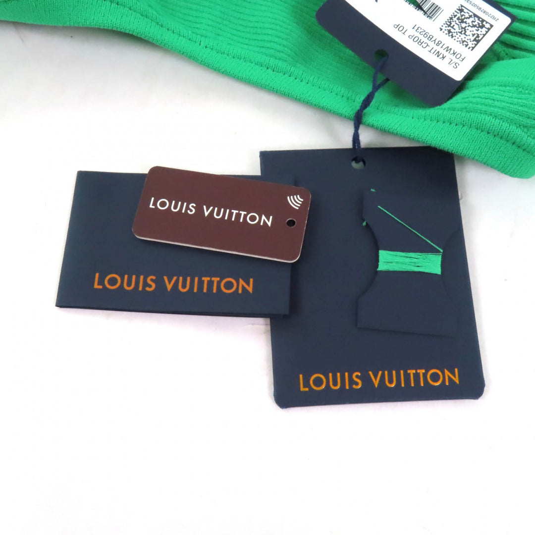 Pristine LOUIS VUITTON Tank top Cropped length Ribbed green Rayon Women XS