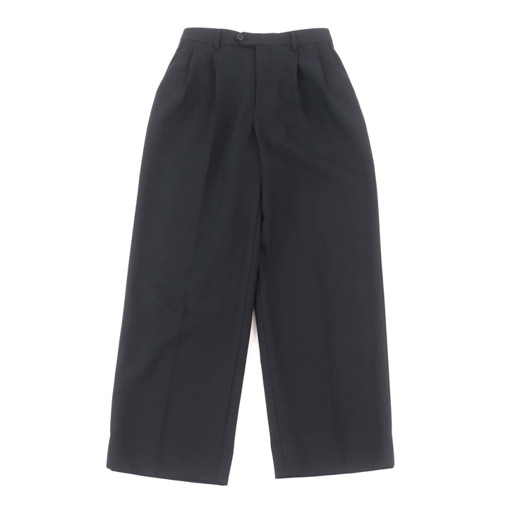 Excellent CELINE slacks Center press two-pleat wide pants black wool Women 34 2P519673D