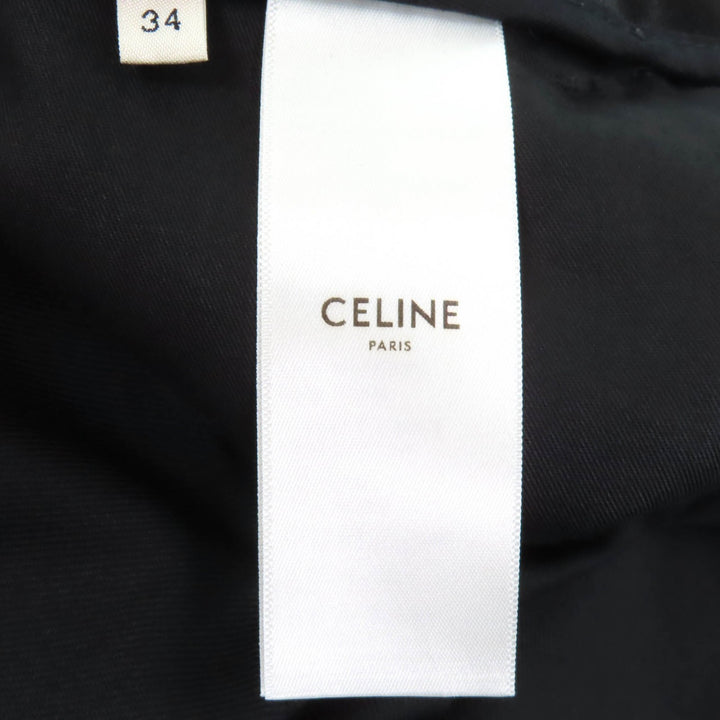 Excellent CELINE slacks Center press two-pleat wide pants black wool Women 34