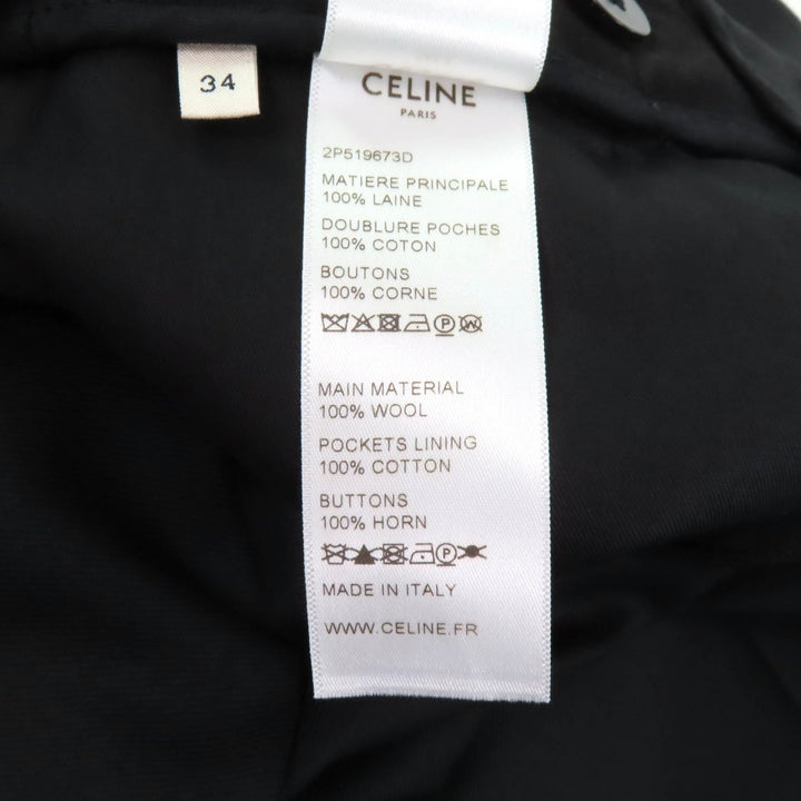 Excellent CELINE slacks Center press two-pleat wide pants black wool Women 34