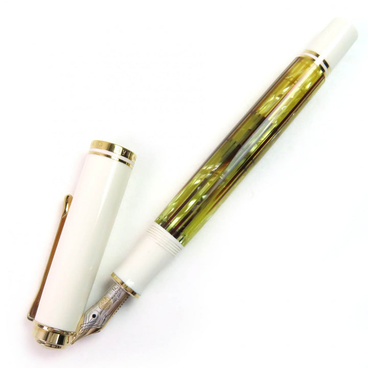 Excellent PERIKAN fountain pen Sovereign White tortoise 14K mens