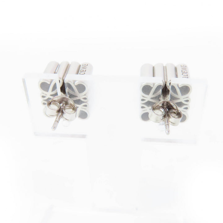 Very Good LOEWE Pierce Anagram Cube Studs Silver AG925 Women J821239X06