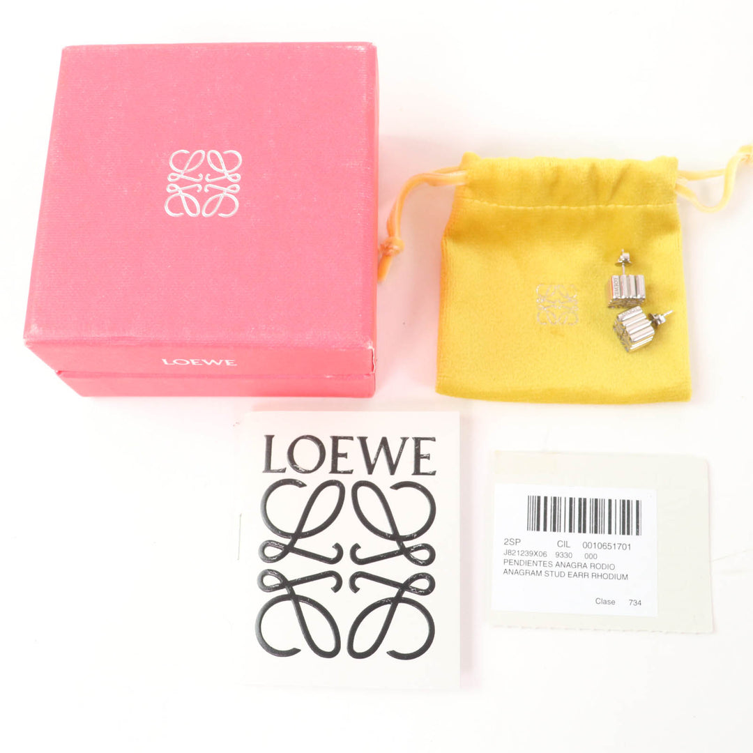 Very Good LOEWE Pierce Anagram Cube Studs Silver AG925 Women J821239X06