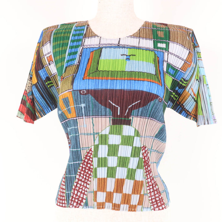 Excellent PLEATS PLEASE T-shirt short sleeves multicolor polyester Women 3