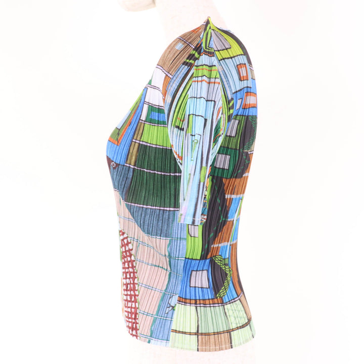 Excellent PLEATS PLEASE T-shirt short sleeves multicolor polyester Women 3