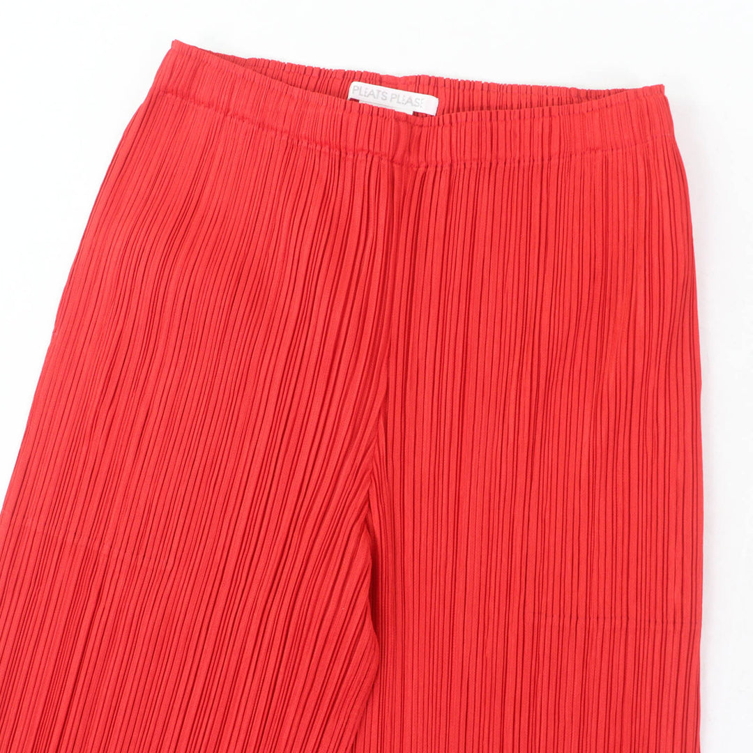 Excellent PLEATS PLEASE Wide pants Red polyester Women 2 PP03-JF423