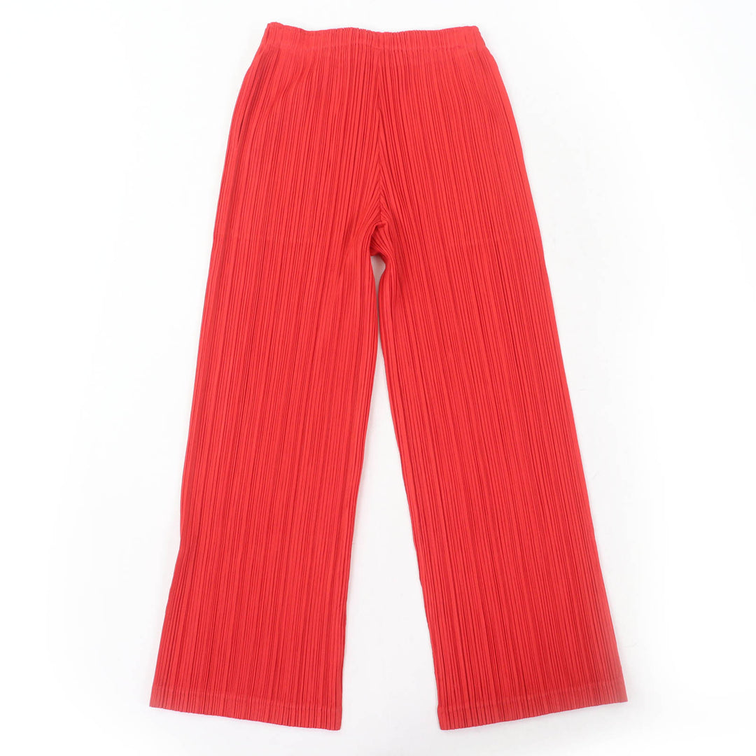 Excellent PLEATS PLEASE Wide pants Red polyester Women 2 PP03-JF423