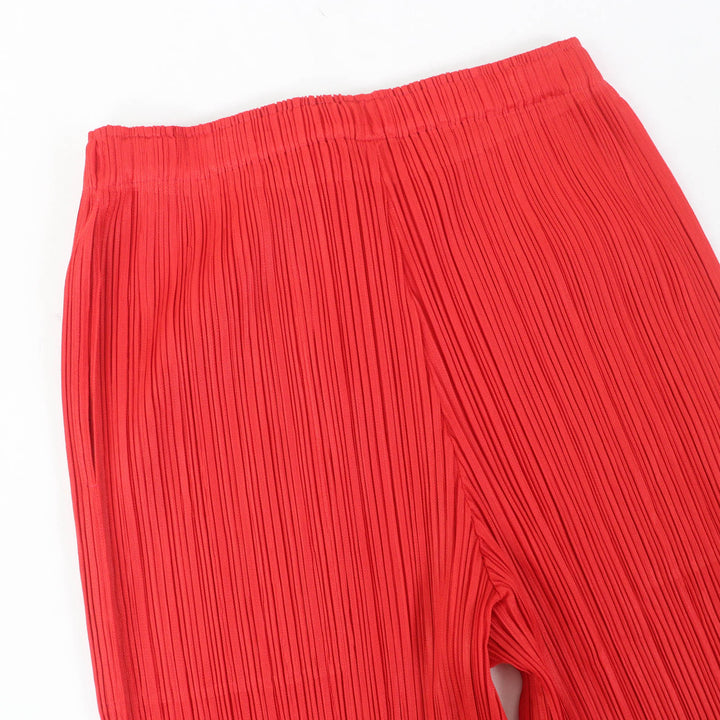 Excellent PLEATS PLEASE Wide pants Red polyester Women 2 PP03-JF423