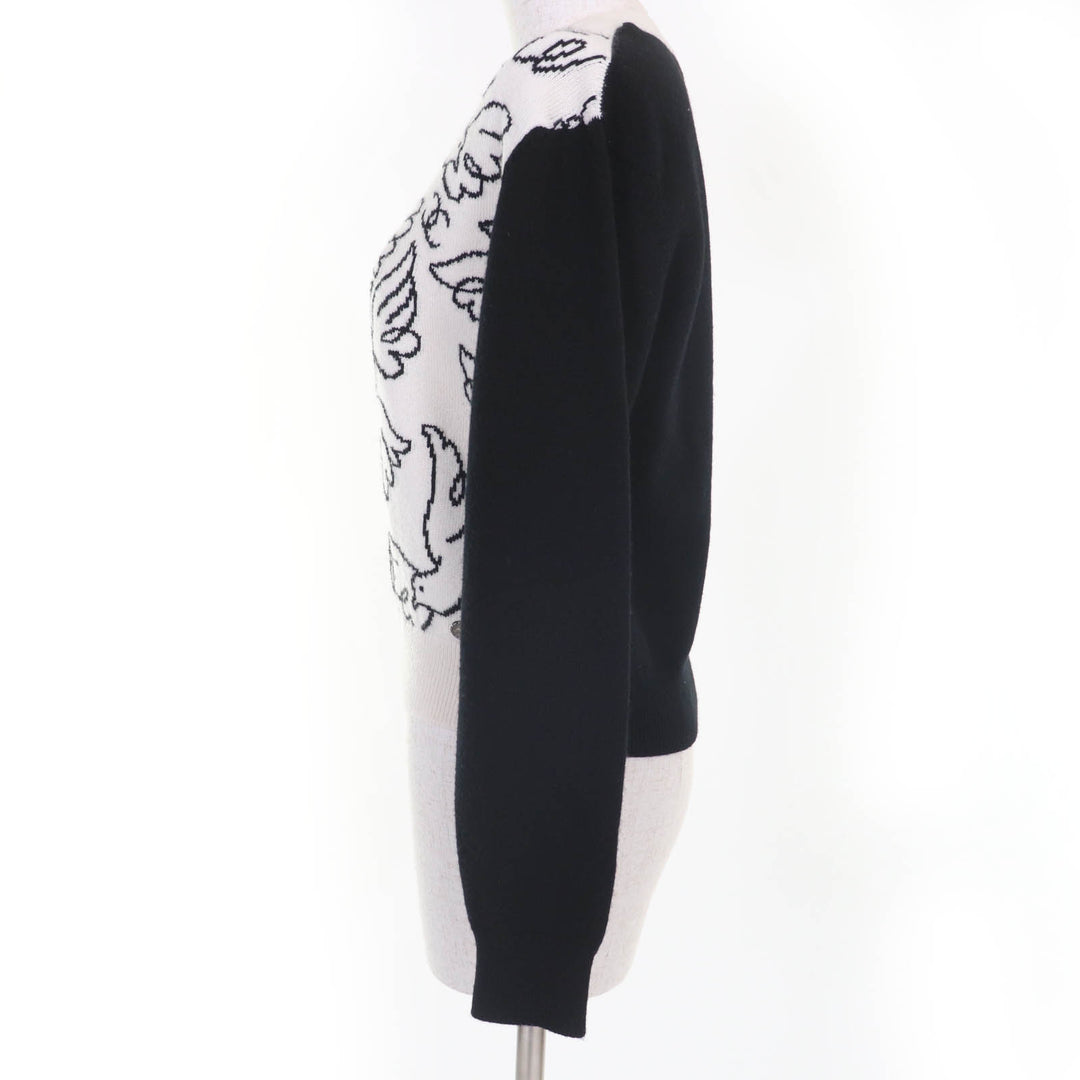 Great CHANEL knit COCO Mark long sleeves white cashmere Women 34 22C P72116K10346