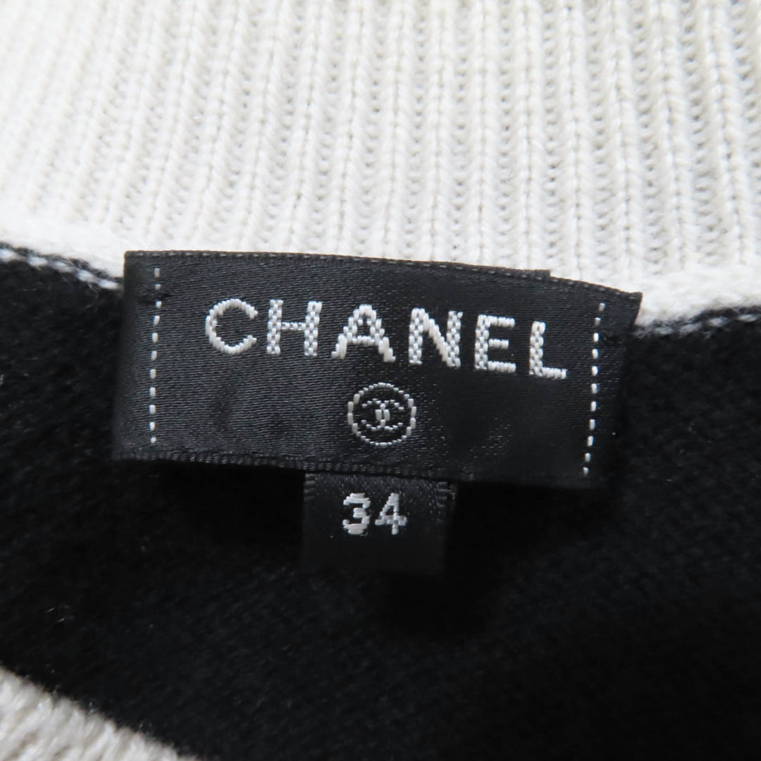 Great CHANEL knit COCO Mark long sleeves white cashmere Women 34 22C P72116K10346